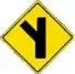 road branching off left warning sign