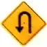 Left U turn ahead warning sign