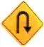 Right U-turn ahead warning sign