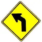 Thai left bend warning sign