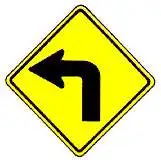 Thai sharp curve left warning sign