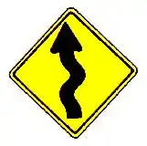 Thai zig zag left warning sign