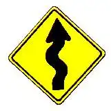 Thai zig zag left warning sign